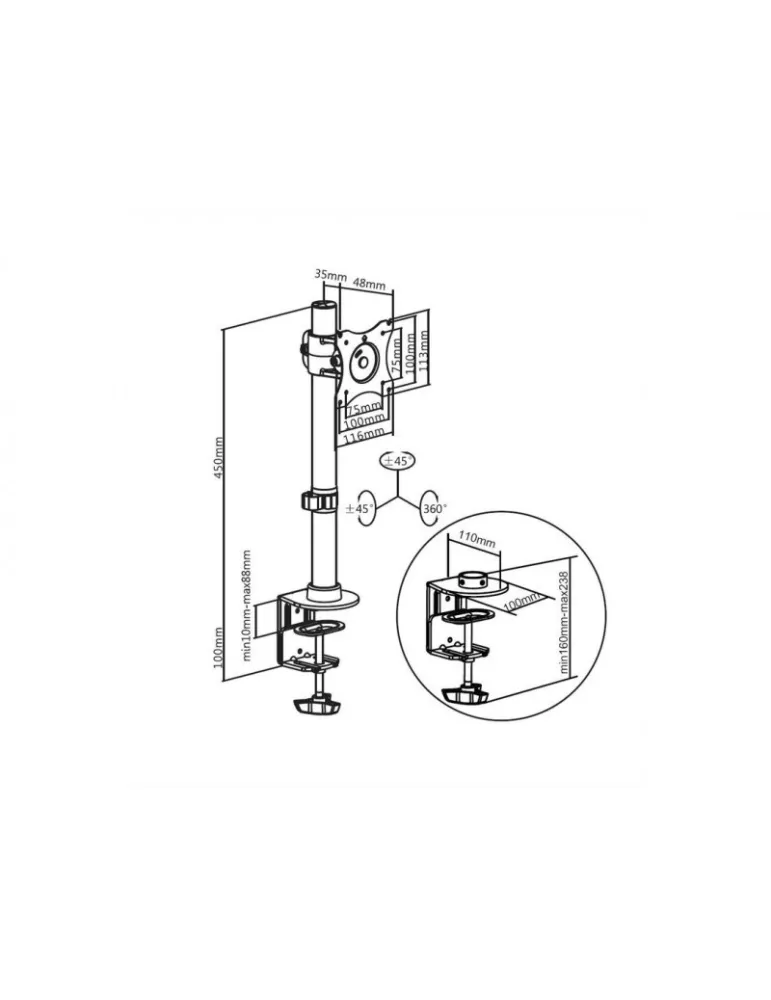 MULTIBRACKETS 3293 Tilting table stand Multibrackets Desktopmount Basic Single - 15  - 27  screen Vesa Max 100x100 MULTIBRACKE