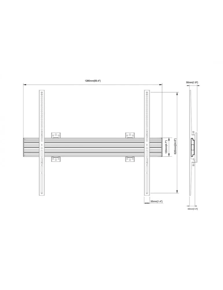 MULTIBRACKETS 4967 Multibrackets Wallmount Pro MBW1U 1000 Fixed - 65 -120  screen VESA Max 1000x600 MULTIBRACKETS MUL4967 | Mu