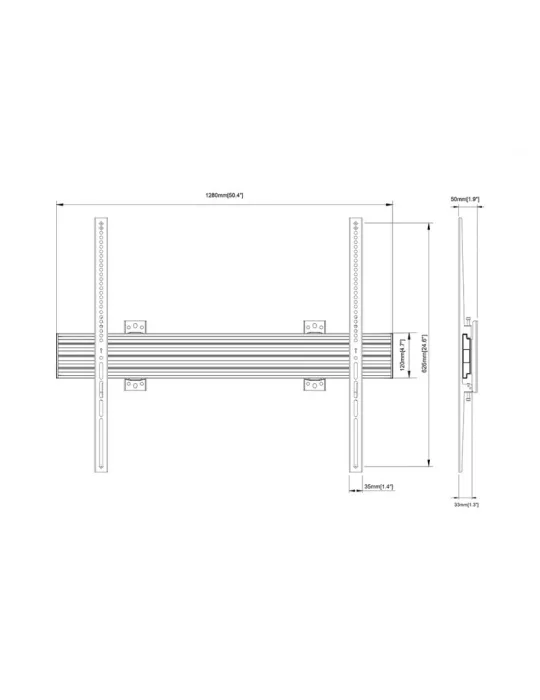 MULTIBRACKETS 4967 Multibrackets Wallmount Pro MBW1U 1000 Fixed - 65 -120  screen VESA Max 1000x600 MULTIBRACKETS MUL4967 | Mu