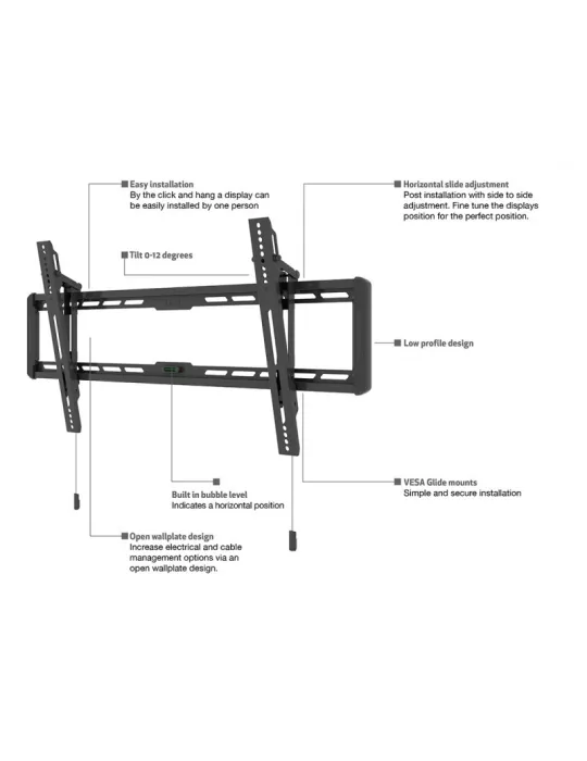 MULTIBRACKETS 6572 Support mural Multibrackets Universal Wallmount Tilt Large - écran 40"-86" VESA Max 800x400