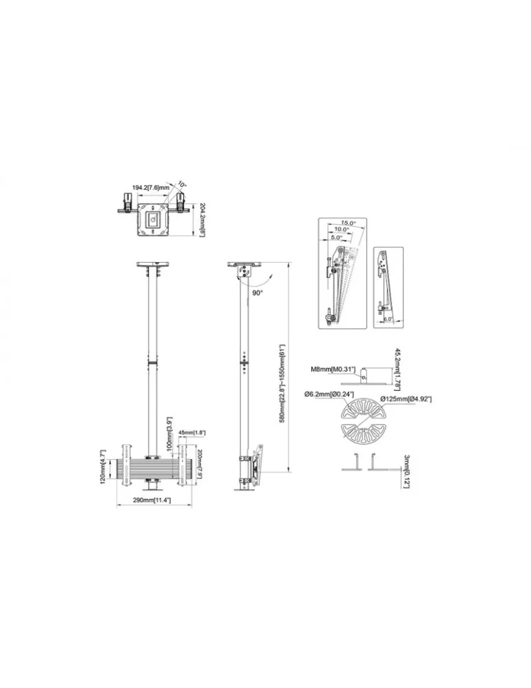 MULTIBRACKETS 6589 Support plafond Multibrackets Ceiling Mount Pro CCTV MBC1U - VESA Max 200 MULTIBRACKETS MUL6589 | MusicGood