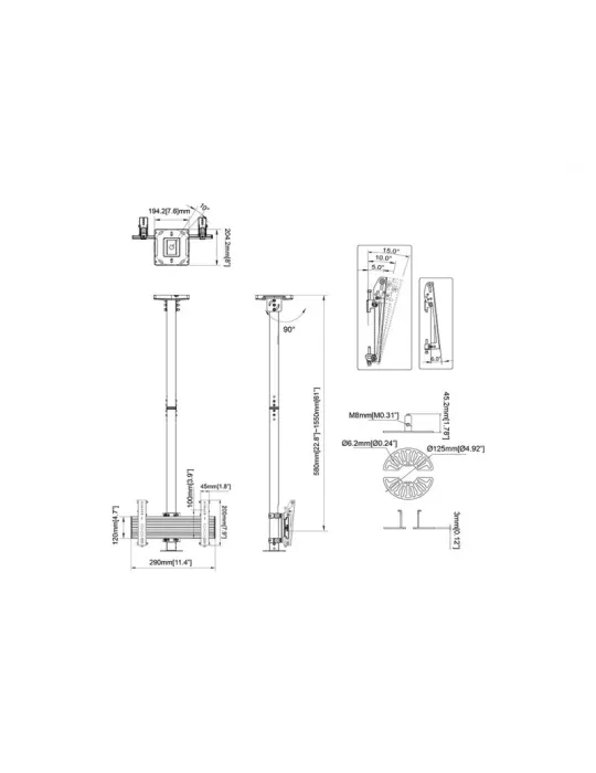 MULTIBRACKETS 6589 Support plafond Multibrackets Ceiling Mount Pro CCTV MBC1U - VESA Max 200