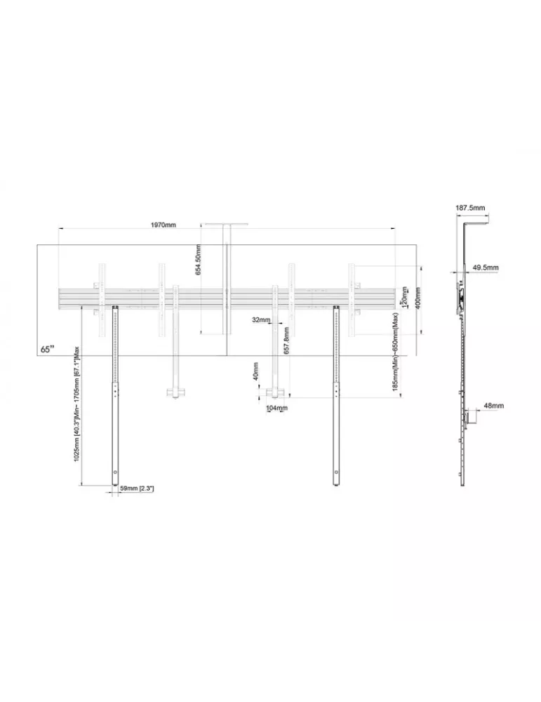 MULTIBRACKETS 3977 Support sol mur avec support caméra Multibrackets Collaboration Side by Side with brackets écran 32 -65   V