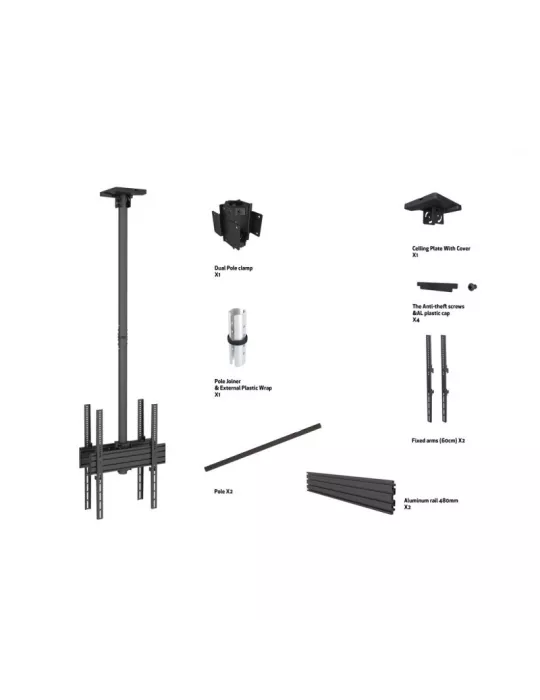 MULTIBRACKETS 6911 Support plafond double face Multibrackets MBC1UX2P Ceiling Mount Pro - 2 écrans 40"-75" VESA Max 400x600