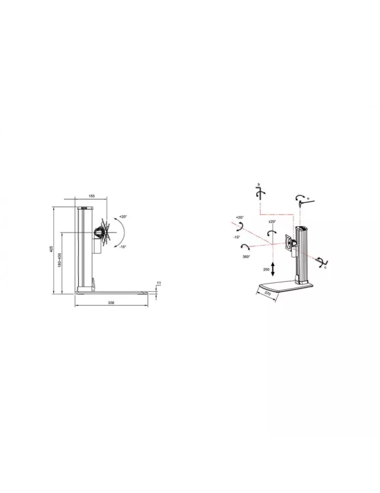 MULTIBRACKETS 3229 Support de table rotatif Multibrackets Tablestand HD Single Vertical Widescreen - écran 32"-50" VESA Max 100