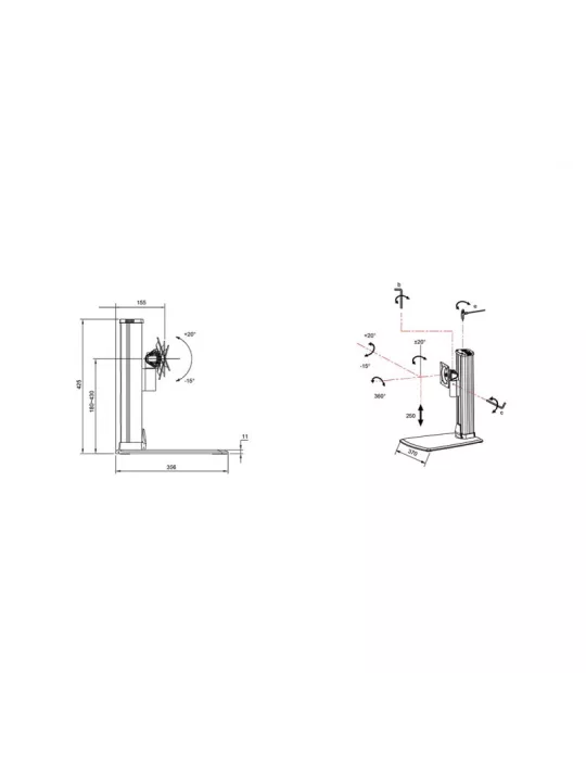 MULTIBRACKETS 3229 Multibrackets Tablestand HD Single Vertical Widescreen - 32 -50  screen VESA Max 100x100 MULTIBRACKETS MUL3