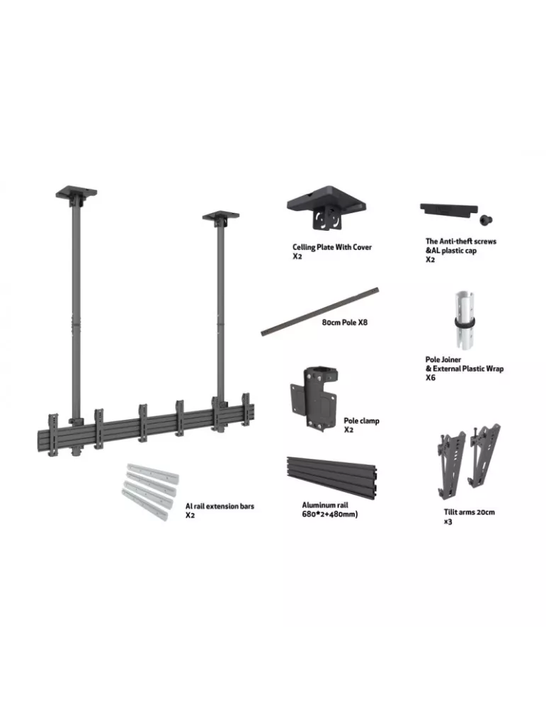 MULTIBRACKETS 2260 Ceiling mount Menuboard Multibrackets MBC3X1U Ceiling Mount Pro - 3 screens 27 - 32  VESA Max 200x200 MULTI