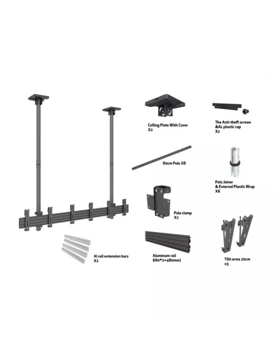 MULTIBRACKETS 2260 Soporte de techo Menuboard Multibrackets MBC3X1U Ceiling Mount Pro - 3 pantallas 27 - 32  VESA Max 200x200