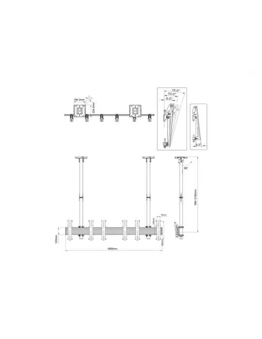 MULTIBRACKETS 2260 Support plafond Menuboard Multibrackets MBC3X1U Ceiling Mount Pro - 3 écrans 27"- 32" VESA Max 200x200