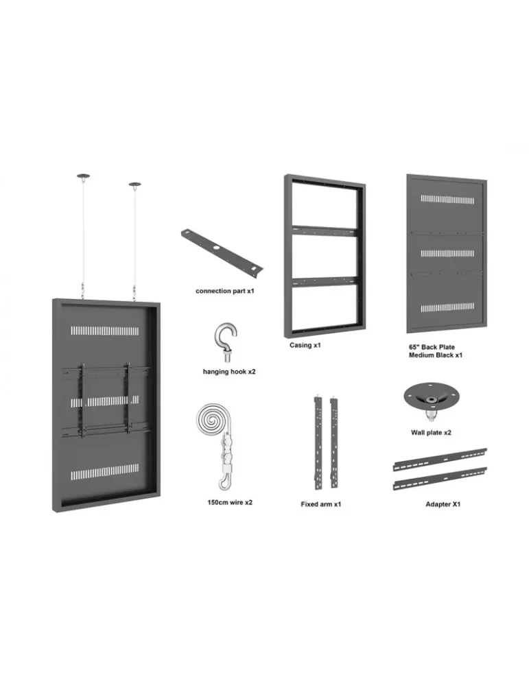 MULTIBRACKETS 3717 Caisson avec Elingues Multibrackets Enclosure 65" Wire Medium Black