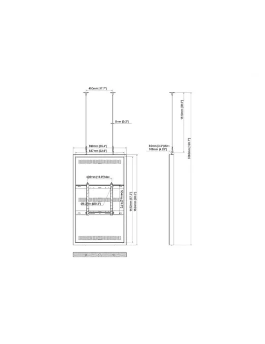 MULTIBRACKETS 3717 Caisson avec Elingues Multibrackets Enclosure 65" Wire Medium Black