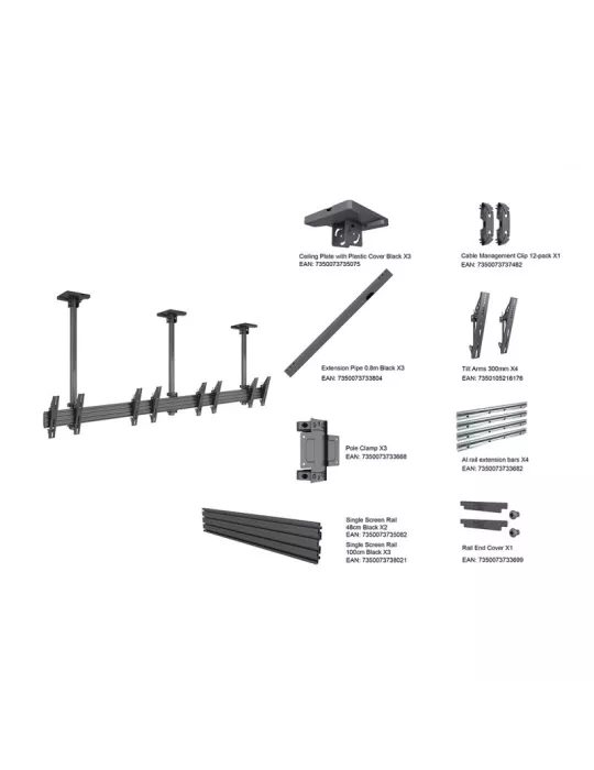 MULTIBRACKETS 6473 Menuboard Multibrackets Menu Board Mount Pro MBC4X1U - 4 screens 32 -50  VESA Max 300x300 MULTIBRACKETS MUL