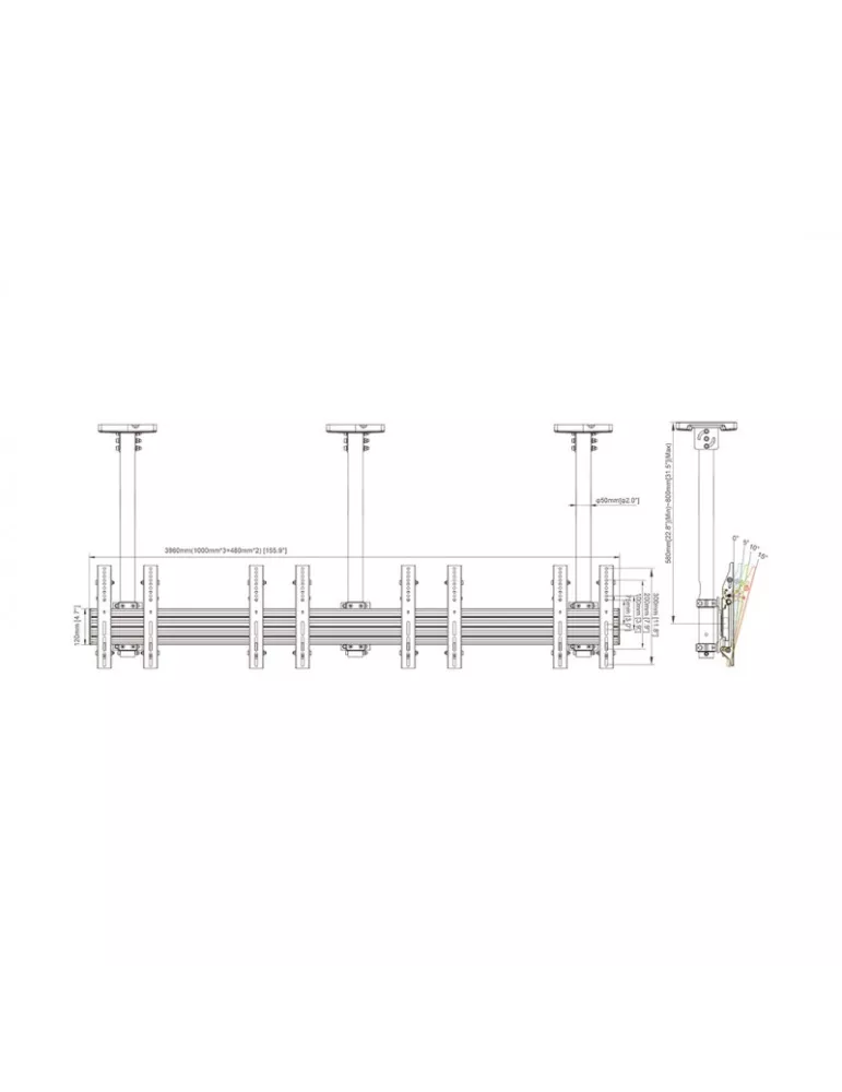MULTIBRACKETS 6473 Menuboard Multibrackets Menu Board Mount Pro MBC4X1U - 4 pantallas 32 -50  VESA Max 300x300 MULTIBRACKETS M