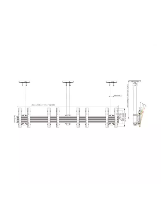 MULTIBRACKETS 6473 Menuboard Multibrackets Menu Board Mount Pro MBC4X1U - 4 screens 32 -50  VESA Max 300x300 MULTIBRACKETS MUL