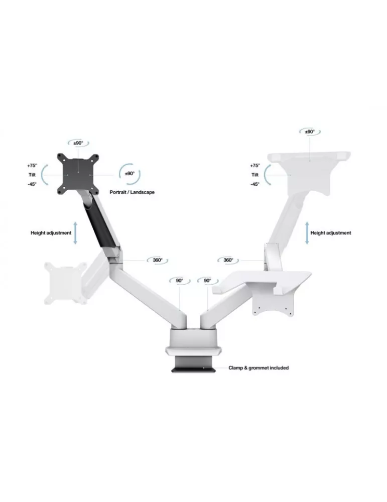 MULTIBRACKETS 1898 Table stand with computer support Multibrackets Gas Lift Arm Dual Arm w. Laptop Holder - 15 - 32  screen VE