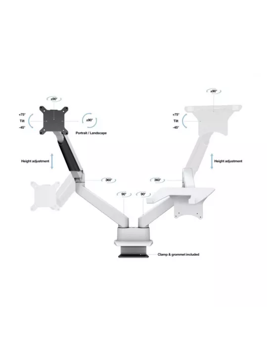 MULTIBRACKETS 1898 Table stand with computer support Multibrackets Gas Lift Arm Dual Arm w. Laptop Holder - 15 - 32  screen VE