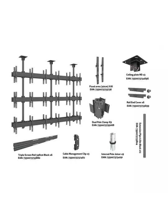 MULTIBRACKETS 3613 Support plafond Multibrackets MBC3X3U2 Ceiling Mount Pro - 18 screens 40 -65  VESA Max 600x400 MULTIBRACKET