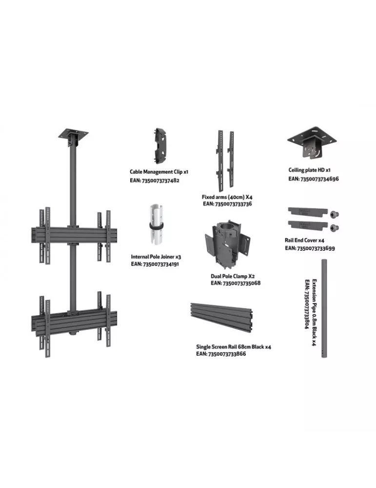 MULTIBRACKETS 3583 Deckenhalterung Hochformat Multibrackets MBC2U2 Ceiling Mount Pro - 4 Bildschirme 40 -65  VESA Max 600x400