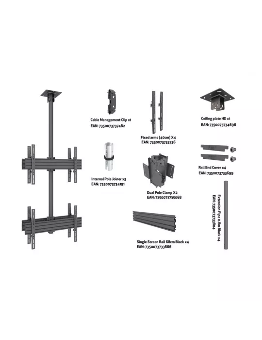 MULTIBRACKETS 3583 Soporte de techo retrato Multibrackets MBC2U2 Soporte de techo Pro - 4 pantallas 40 -65  VESA Max 600x400 M