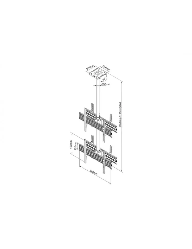 MULTIBRACKETS 3583 Ceiling mount portrait Multibrackets MBC2U2 Ceiling Mount Pro - 4 screens 40 -65  VESA Max 600x400 MULTIBRA