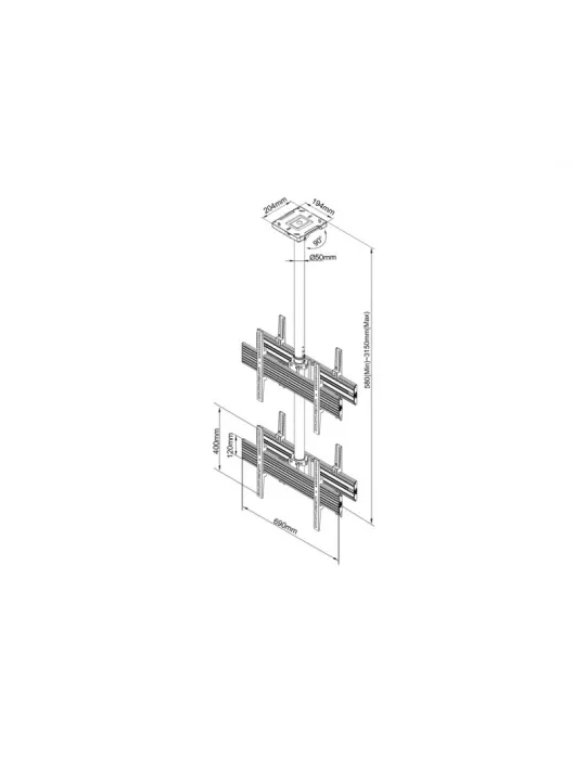 MULTIBRACKETS 3583 Soporte de techo retrato Multibrackets MBC2U2 Soporte de techo Pro - 4 pantallas 40 -65  VESA Max 600x400 M
