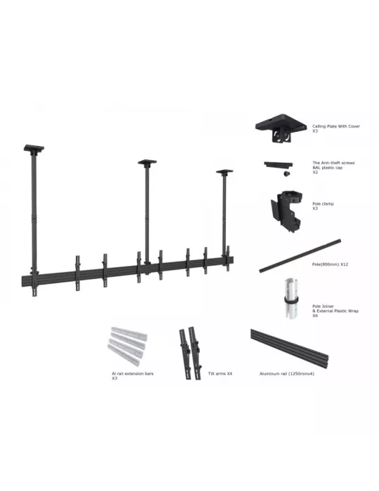 MULTIBRACKETS 3484 Soporte de techo Multibrackets MBC4X1U Soporte de techo Pro - 4 pantallas 40 -65  VESA Max 600x400 MULTIBRA