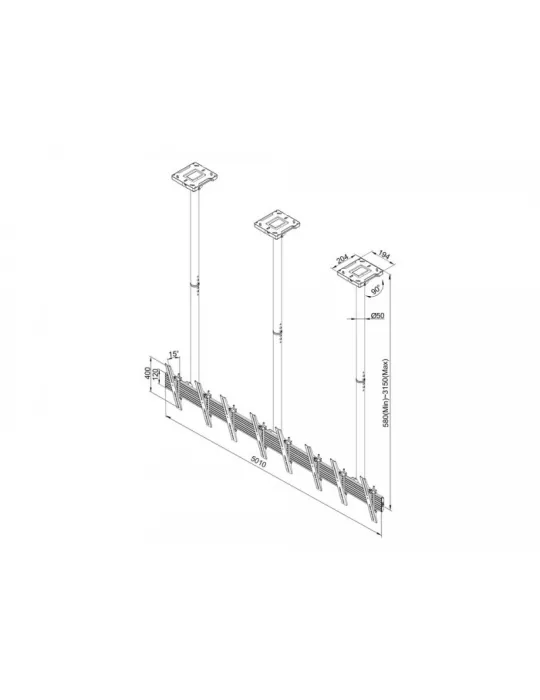 MULTIBRACKETS 3484 Soporte de techo Multibrackets MBC4X1U Soporte de techo Pro - 4 pantallas 40 -65  VESA Max 600x400 MULTIBRA