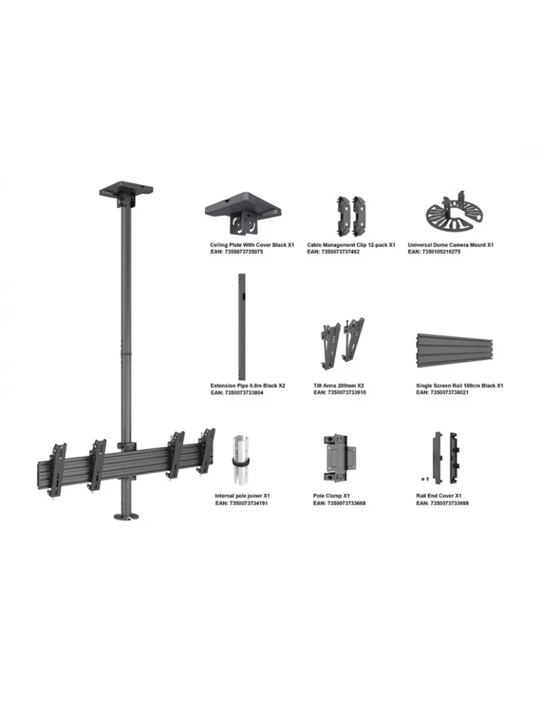 MULTIBRACKETS 6602 Support plafond Multibrackets Ceiling Mount Pro CCTV MBC2X1U - 2 écrans VESA Max 200