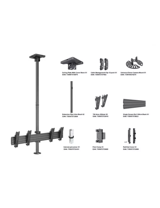 MULTIBRACKETS 6602 Support plafond Multibrackets Ceiling Mount Pro CCTV MBC2X1U - 2 écrans VESA Max 200