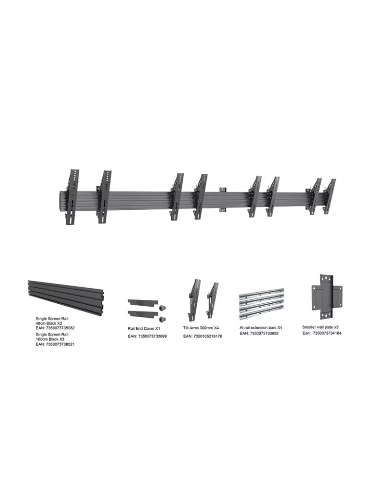 MULTIBRACKETS 6046 Support mural Multibrackets Menu Board Wall Mount Pro MBW4X1U - 4 écrans 32"-50" VESA Max 300x300