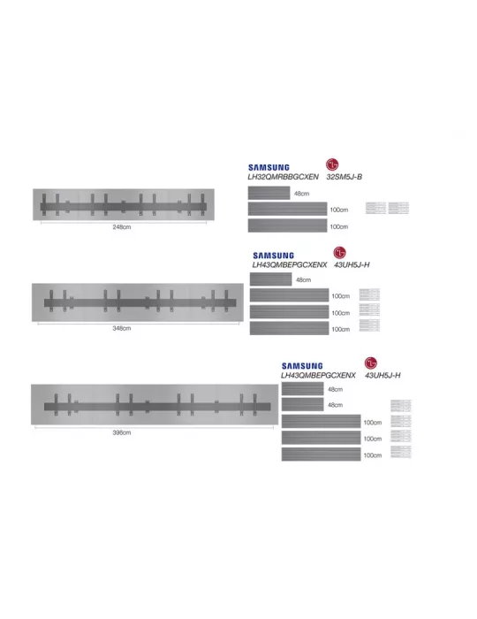 MULTIBRACKETS 6046 Wandhalterung Multibrackets Menu Board Wall Mount Pro MBW4X1U - 4 Bildschirme 32 -50  VESA Max 300x300 MULT
