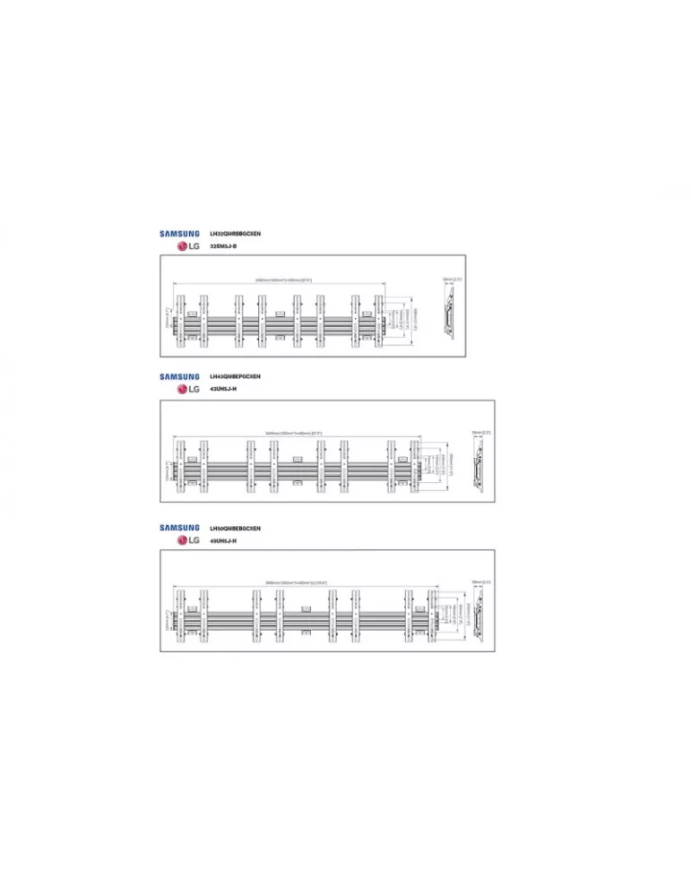 MULTIBRACKETS 6046 Multibrackets Menu Board Wall Mount Pro MBW4X1U - 4 screens 32 -50  VESA Max 300x300 MULTIBRACKETS MUL6046