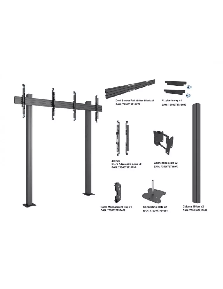 MULTIBRACKETS 3397 Support sol a fixer Multibrackets Floormount Column Pro 2x1 MBFM2x1U 180 - 2 screens 32-65  VESA Max 400x40