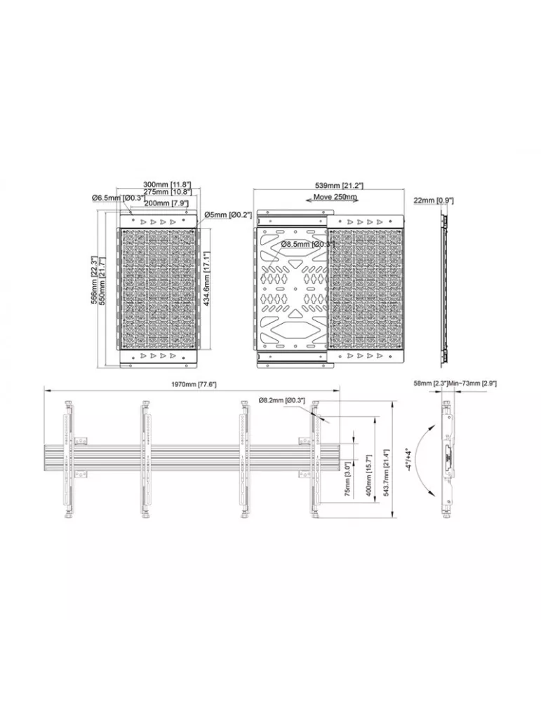 MULTIBRACKETS 4349 Support mural avec stockage multimédia Multibrackets Wallmount MBW2U Media Storage - VESA Max 600x400