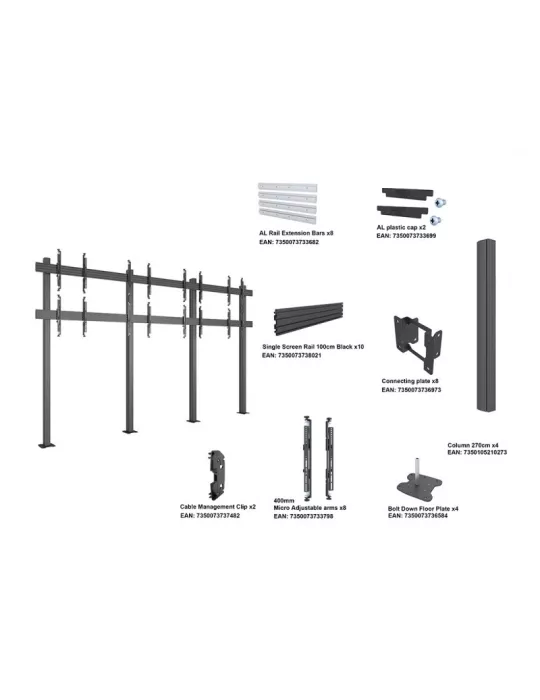 MULTIBRACKETS 3618 Floor mount for video wall Multibrackets Floormount Column Pro 4x2 MBFM4x2U 270 - 8 screens 32-65  VESA Max