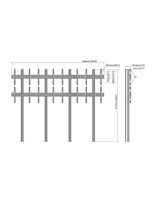 MULTIBRACKETS 3618 Floor mount for video wall Multibrackets Floormount Column Pro 4x2 MBFM4x2U 270 - 8 screens 32-65  VESA Max