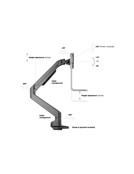 MULTIBRACKETS 2581 Support de table articulé avec poignée Multibrackets Gas Lift Arm Single - écran de 15"- 32" VESA Max 100x10