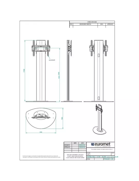 EUROMET 16300 Soporte de suelo fijo SLIDE Pantalla Vesa Max 600x400 EUROMET EUR16300 | MusicGoodDeal
