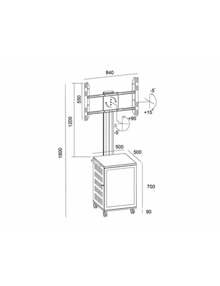 MULTIBRACKETS 7754 Support mobile Multibrackets Public Display Stand 180 Dual MediaBox4 Silver - screen 40 -75  VESA 800x400 M