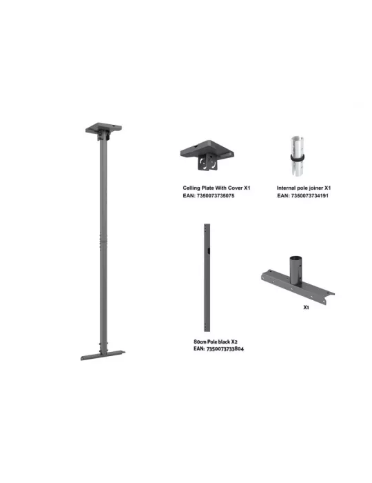 MULTIBRACKETS 1553 Deckenhalterung für Boxen Multibrackets Pro Series 1500mm Pipe Connecting Plate Small Black MULTIBRACKETS M