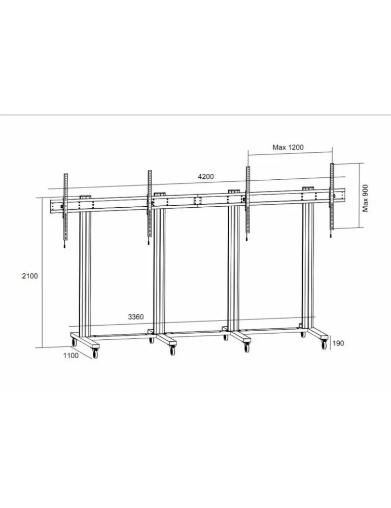 MULTIBRACKETS 3026 Support mobile Multibrackets Public Display Stand 210 Dual Black - 2 écrans 70"-110" VESA Max 1200x900