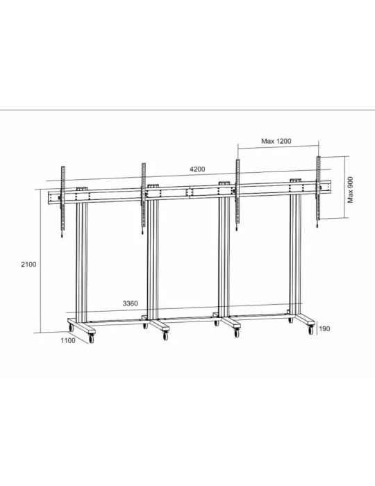 MULTIBRACKETS 3026 Support mobile Multibrackets Public Display Stand 210 Dual Black - 2 screens 70 -110  VESA Max 1200x900 MUL