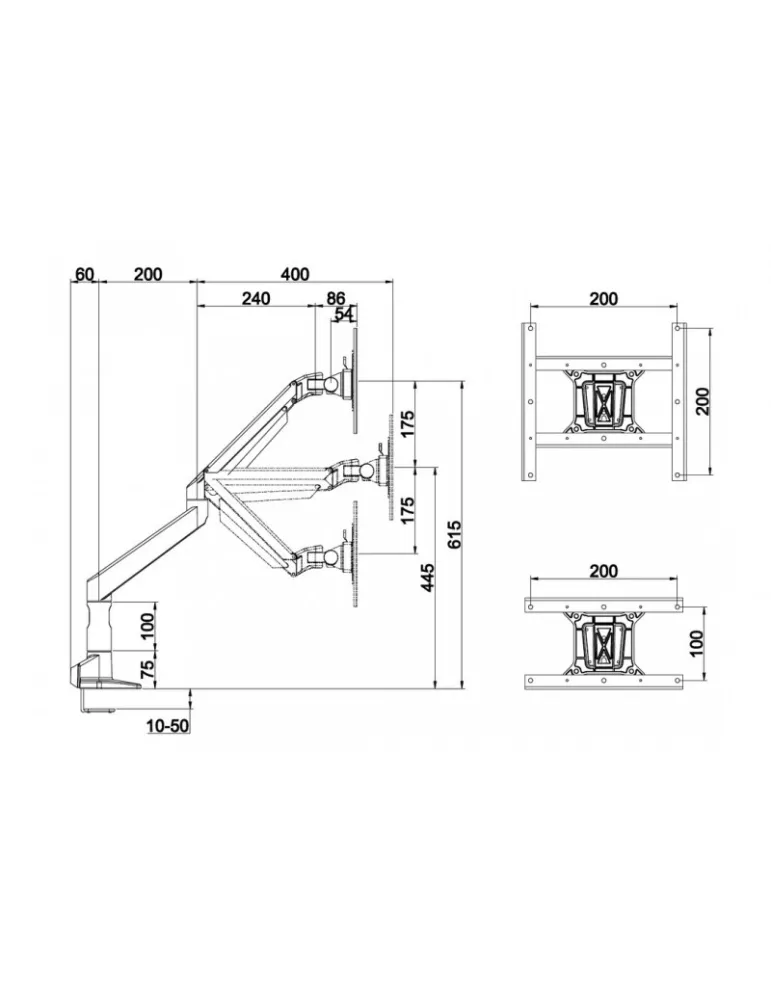 MULTIBRACKETS 7130 Articulating table stand Multibrackets Gas Lift XL Single HD - 15 - 49  screen VESA Max 200x200 MULTIBRACKE