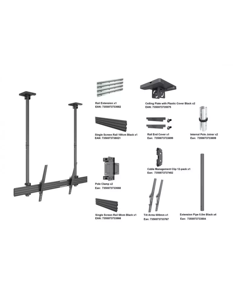 MULTIBRACKETS 4561 Deckenhalterung Multibrackets Ceilingmount Pro LG 110UM5J Tilt - 2 Leinwände 110  VESA Max 1600x600 MULTIBR