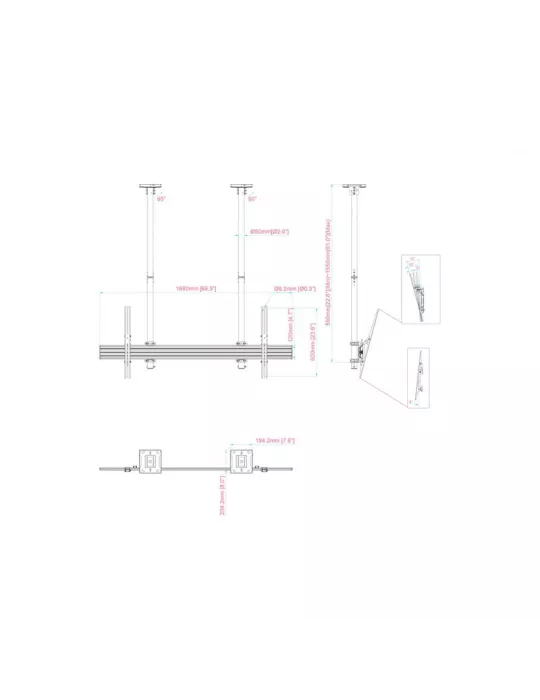 MULTIBRACKETS 4561 Soporte de techo Multibrackets Pro LG 110UM5J Tilt - 2 pantallas 110  VESA Max 1600x600 MULTIBRACKETS MUL45