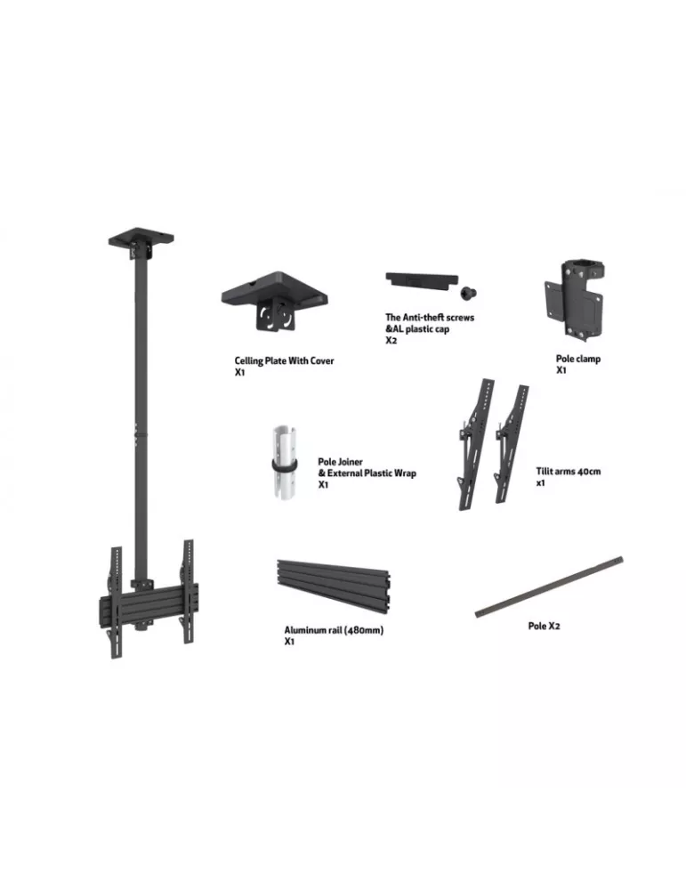 MULTIBRACKETS 8885 Support plafond Multibrackets Ceiling Mount PRO MBC1U VESA 400 35kg REF  MULTIBRACKETS MUL8885 | MusicGoodD