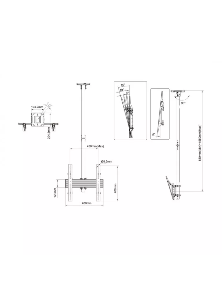 MULTIBRACKETS 8885 Soporte plafond Multibrackets Montaje en techo PRO MBC1U VESA 400 35kg REF  MULTIBRACKETS MUL8885 | MusicGo