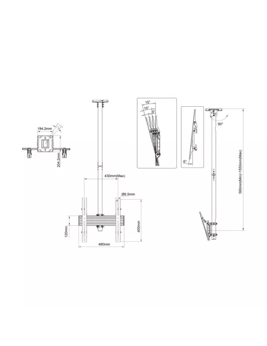 MULTIBRACKETS 8885 Support plafond Multibrackets Ceiling Mount PRO MBC1U VESA 400 35kg REF: