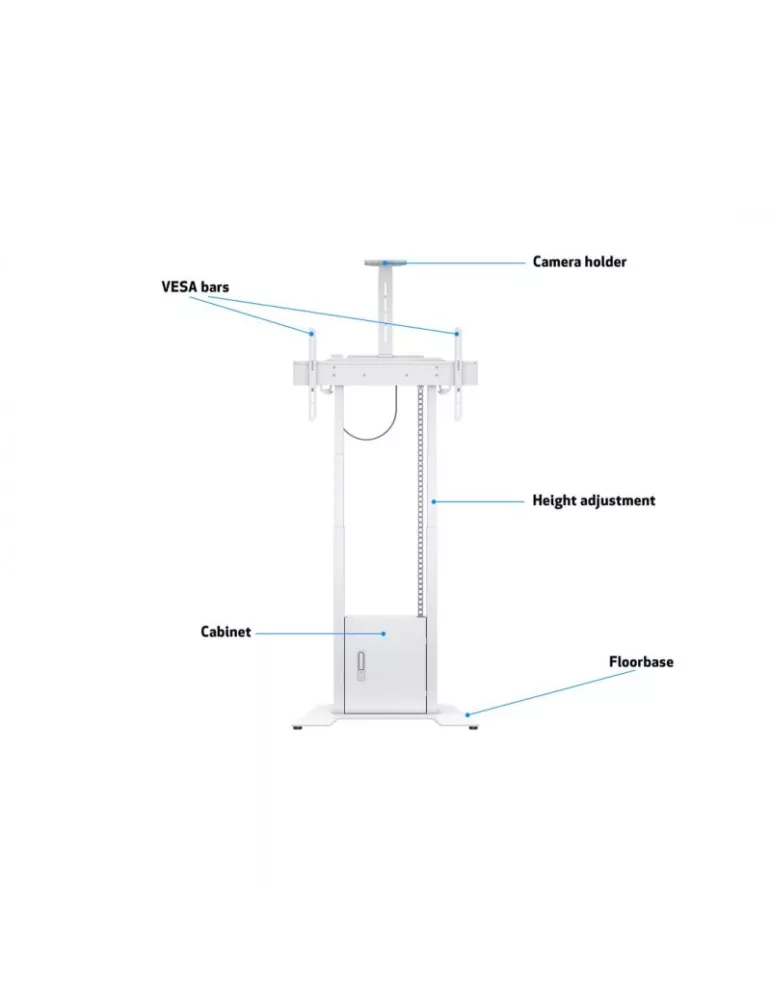 MULTIBRACKETS 8595 Motorisierter Bodenständer FoorBase 120kg Weiß für 42  - 100  Bildschirme Tragfähigkeit 120kg Vesa Max 800x