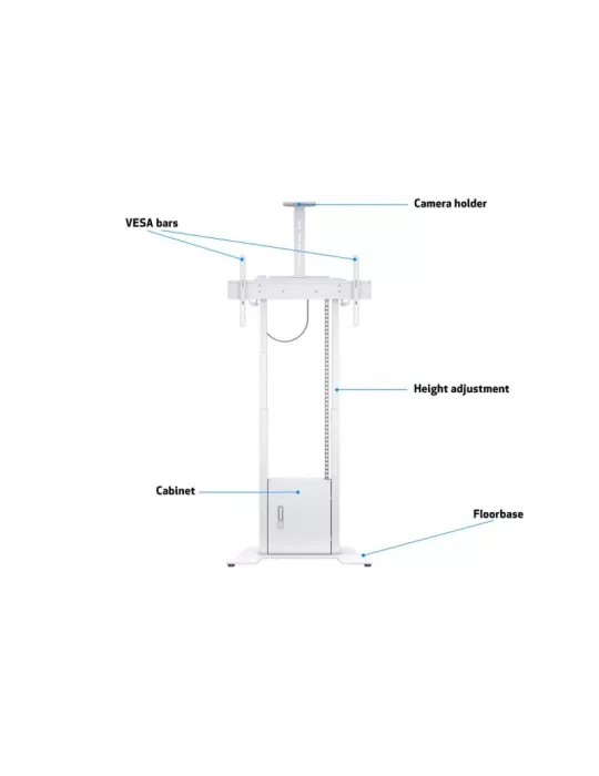 MULTIBRACKETS 8595 Motorized floor stand FoorBase 120kg White for 42  - 100  screens load capacity 120kg Vesa Max 800x400 MULT
